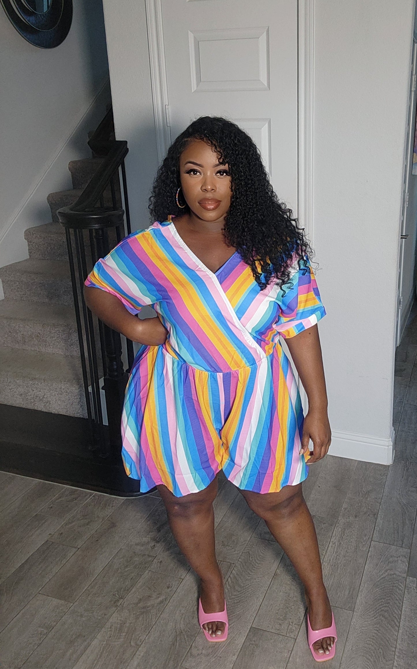 Artsy (Blue Striped or Coral Striped) | Romper