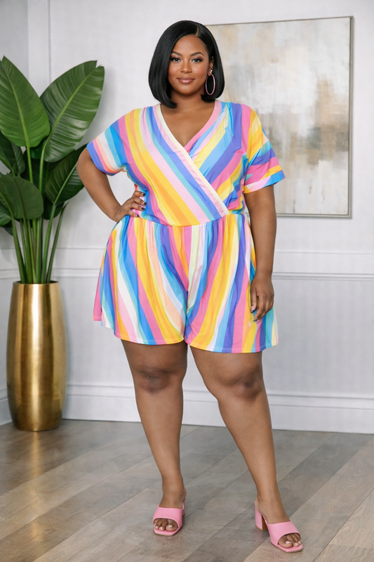 Artsy (Blue Striped or Coral Striped) | Romper