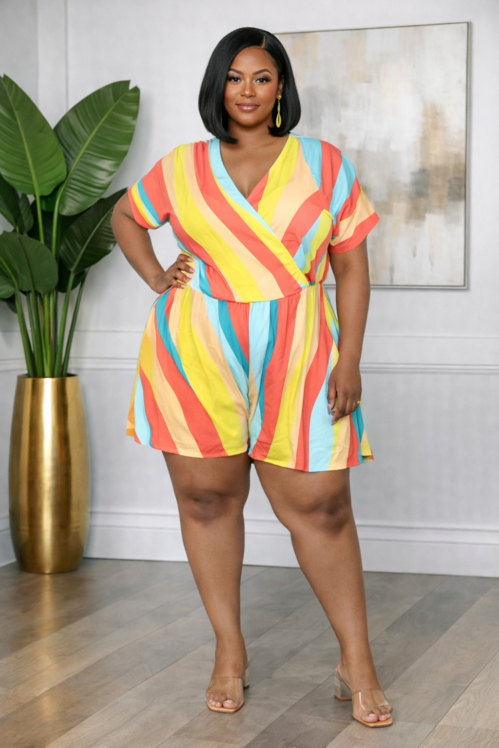 Artsy (Blue Striped or Coral Striped) | Romper